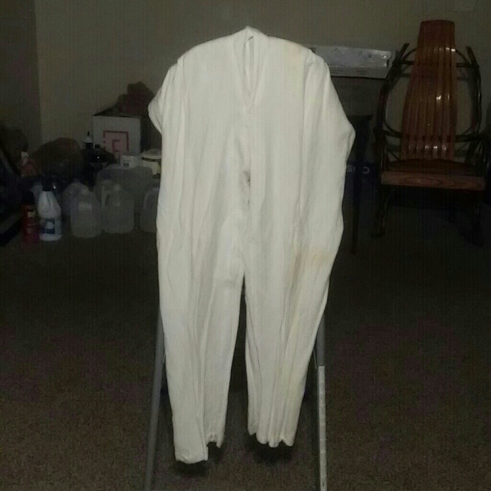 White cotton dress pants.